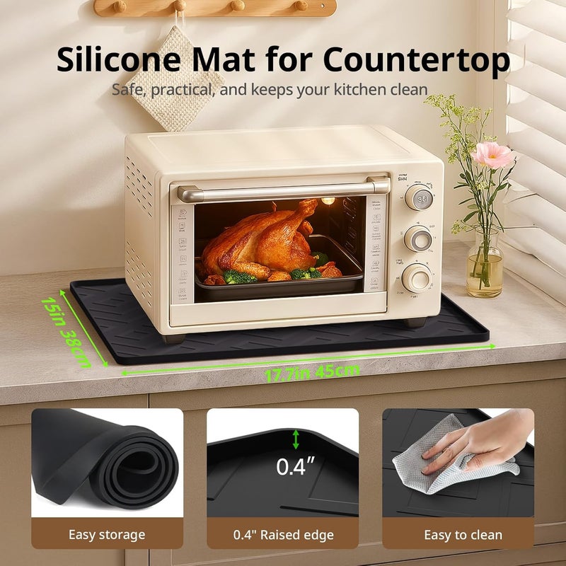 KVRG Silicone Heat Resistant Mat For Air Fryer,17.7''x15''Heat Resistant Mats for Countertop Protector,Silicone Air Fryer Mat Compatible with Ninja,Cosori,Chefman,etc-Black 2 Pcs - Image 2