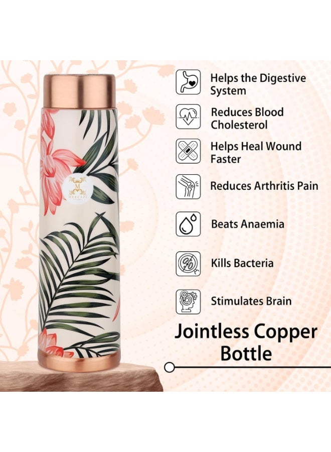 MERCAPE® Copper Bottles for Water with Leak Proof Lid | 100% Pure Copper Bottle | BPA Free & Non Toxic | Printed Ayurvedic Copper Bottle for Health Benefits - 950 ML (Pack Of 2) - Image 4