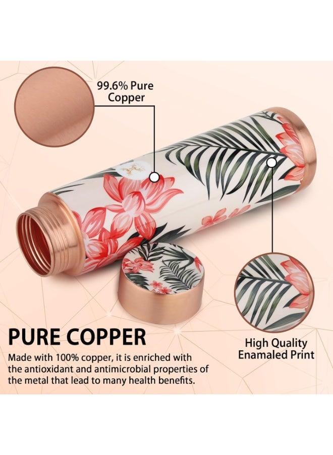 MERCAPE® Copper Bottles for Water with Leak Proof Lid | 100% Pure Copper Bottle | BPA Free & Non Toxic | Printed Ayurvedic Copper Bottle for Health Benefits - 950 ML (Pack Of 2) - Image 5