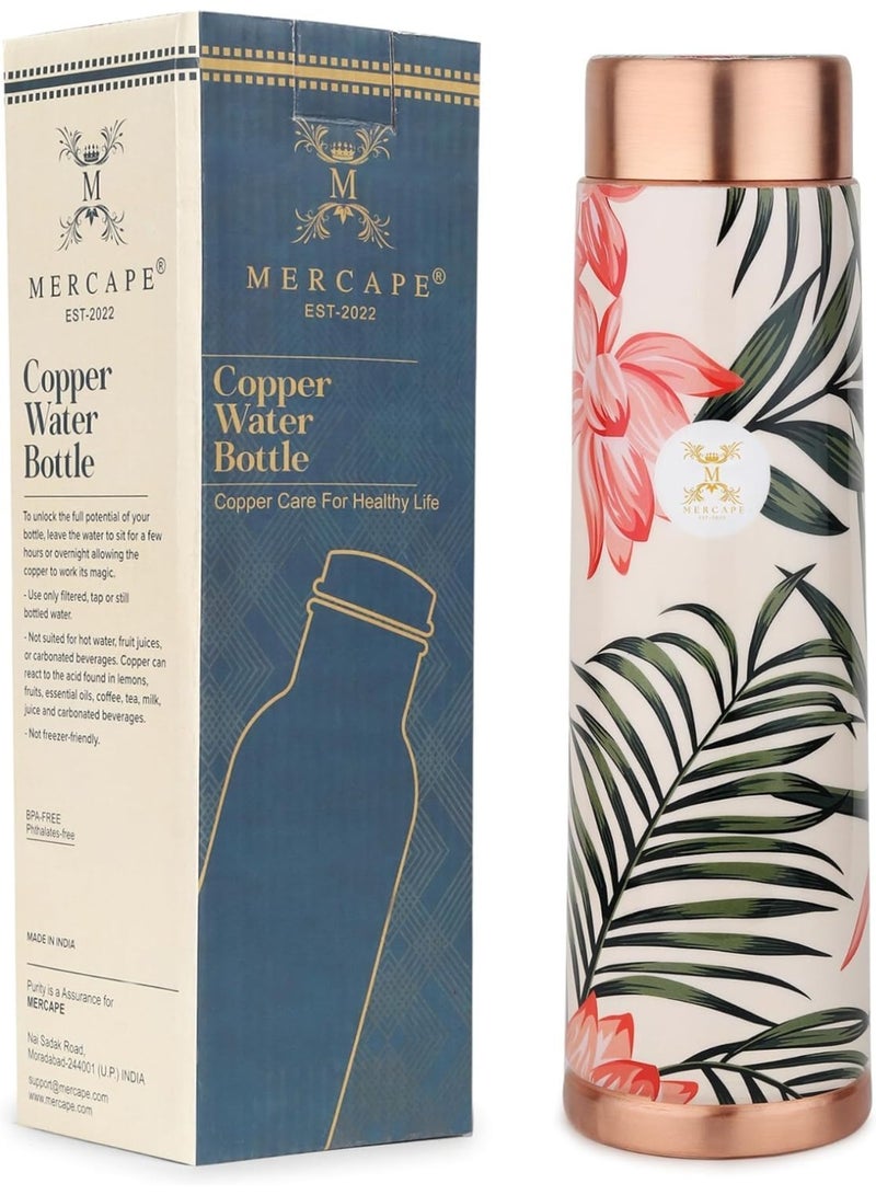MERCAPE® Copper Bottles for Water with Leak Proof Lid | 100% Pure Copper Bottle | BPA Free & Non Toxic | Printed Ayurvedic Copper Bottle for Health Benefits - 950 ML (Pack Of 2) - Image 3