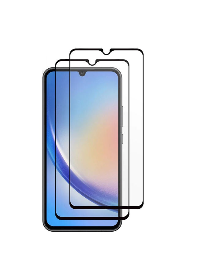 O Ozone Pack Of 2 for Samsung Galaxy A34 5G Screen Protector 9H Hardness Full Coverage Screen Guard HD Ultra-thin Tempered Glass Screen Protector - Black  - Image 1