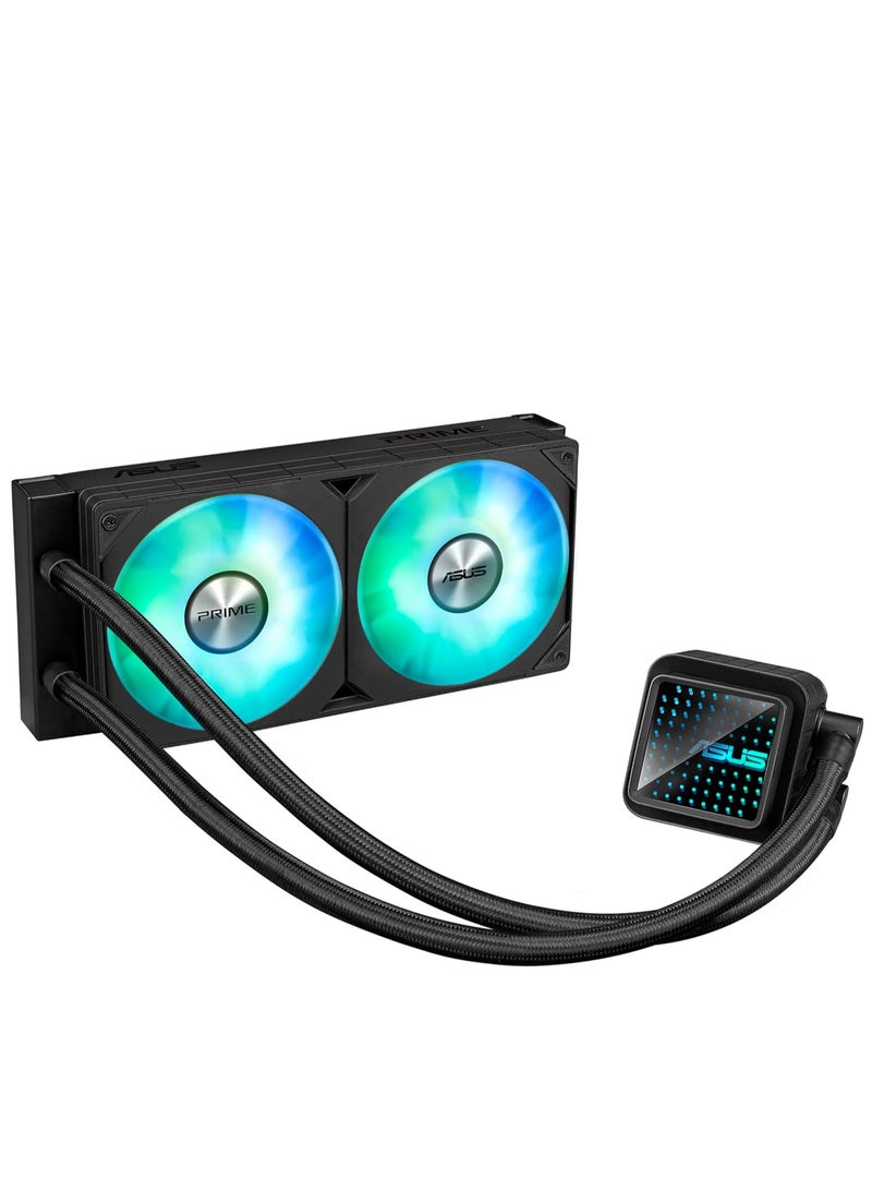 أسوس مبرد سائل CPU Prime LC 240 ARGB الكل في واحد AIO: AMD: AM5 & AM4 Intel: LGA 1851, 1700, 1200, 115x منطقة اتصال CPU مصممة خصيصًا، قنوات مزودة بشفرات، مرآة لانهائية، مراوح ARGB مثبتة مسبقًا - Image 1