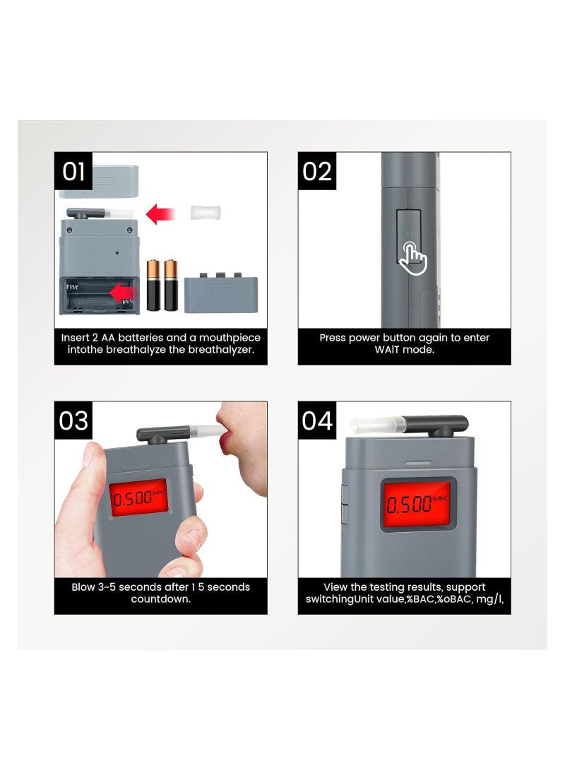 Portable Alcohol Tester Alcohol Breathalyzer, Digital Led Display Quick Response, with Dust Cover, Professional Accurate Detection Breath Analyzer Detector for Family, Personal, Driver - Image 4