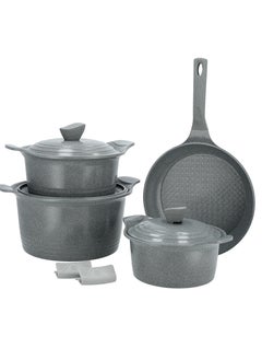 ALBERTO 7 Piece Ceramic Cookware Set Gray Marble Korean(20/24/28 24 cm)  - Image 1