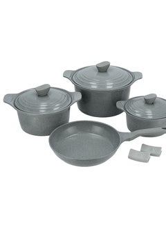 ALBERTO 7 Piece Ceramic Cookware Set Gray Marble Korean(20/24/28 24 cm)  - Image 2
