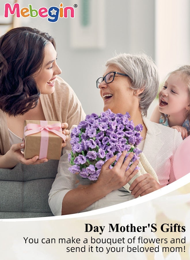 MEBEGIN DIY Flower Bouquet Blanket Making Kit, 2-in-1 Cozy Blanket and Floral Display, Handmade Crochet Flowers Bouquet Throw Blanket, Unique Crochet Kit, Ideal Gift for Mother's Day, Birthday, Wedding or Valentine's Day(Not a Finished Product, Needs to be Hand-Woven) - Image 4