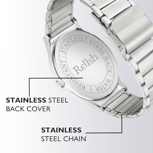 Relish Men's Silver Analog Watch, Roman Numerals, Octagonal Dial, Quartz Movement, Stainless Steel Strap Wrist Watch for Men & Boys, Elegant Timepiece - Image 5