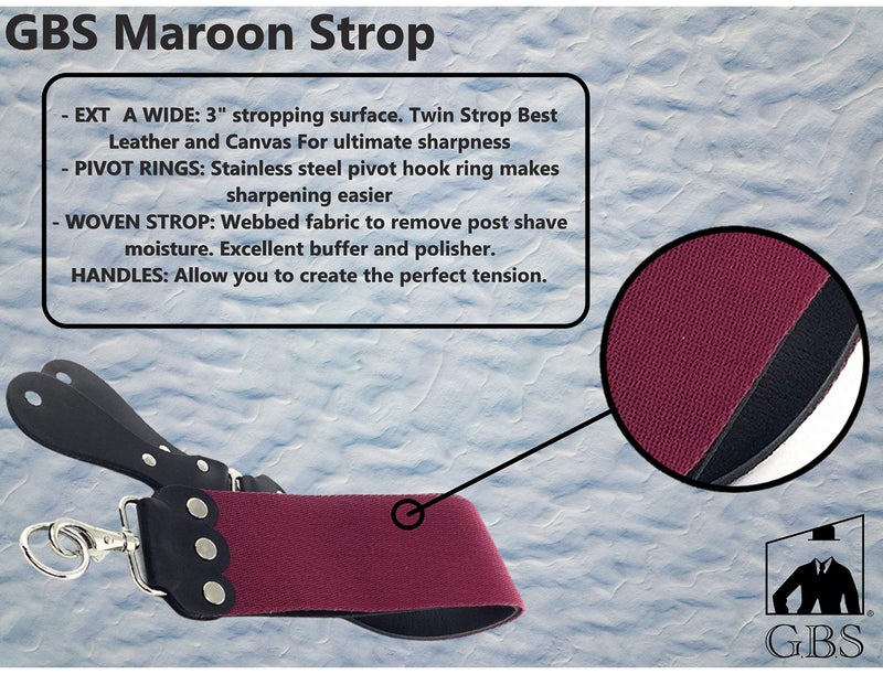 G.B.S GENTS Professional 3â€³ x 26â€³ Straight Razor Strop - Premium Genuine Leather & Canvas Barber Strop with Stainless Steel Hook - Traditional Wet Shaving Razor Sharpener - Image 2