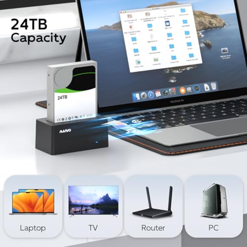 MAIWO محول MAIWO SAS إلى USB 3.0، قارئ حاوية القرص الصلب SAS SATA لحجم 2.5 و 3.5 بوصة، سعة 24TB، محطة إرساء القرص الصلب الخارجية مع طاقة 12V/2A، بدون أدوات - Image 4