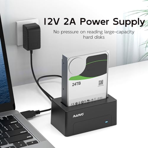 MAIWO محول MAIWO SAS إلى USB 3.0، قارئ حاوية القرص الصلب SAS SATA لحجم 2.5 و 3.5 بوصة، سعة 24TB، محطة إرساء القرص الصلب الخارجية مع طاقة 12V/2A، بدون أدوات - Image 5