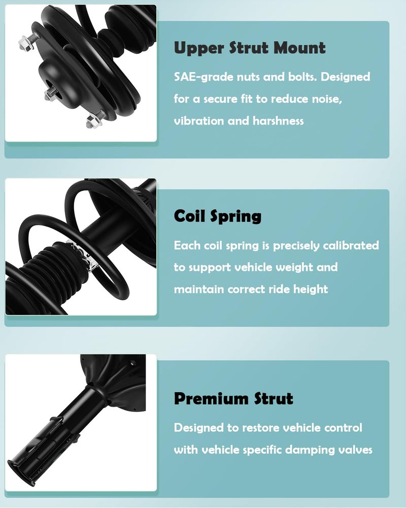 SCITOO Front Shock Absorber Assembly Fit for 2002-2007 for Mitsubishi Lancer, Complete Shock and Strut Assembly Kit Fit for 172142 2PCS - Image 4