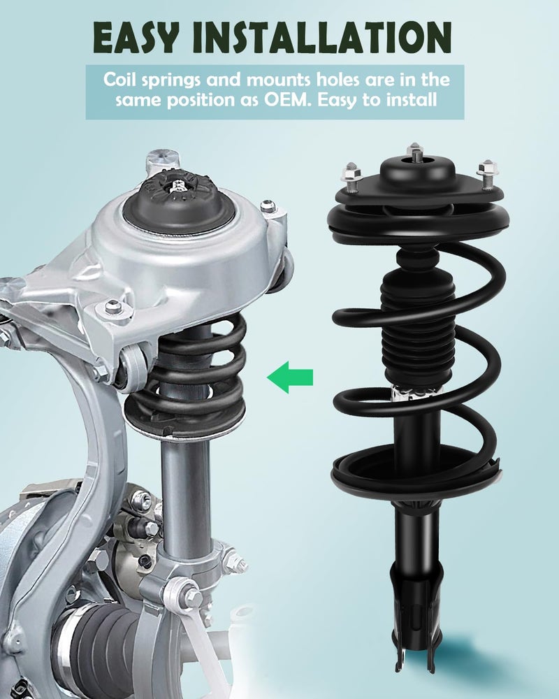 SCITOO Front Shock Absorber Assembly Fit for 2002-2007 for Mitsubishi Lancer, Complete Shock and Strut Assembly Kit Fit for 172142 2PCS - Image 5