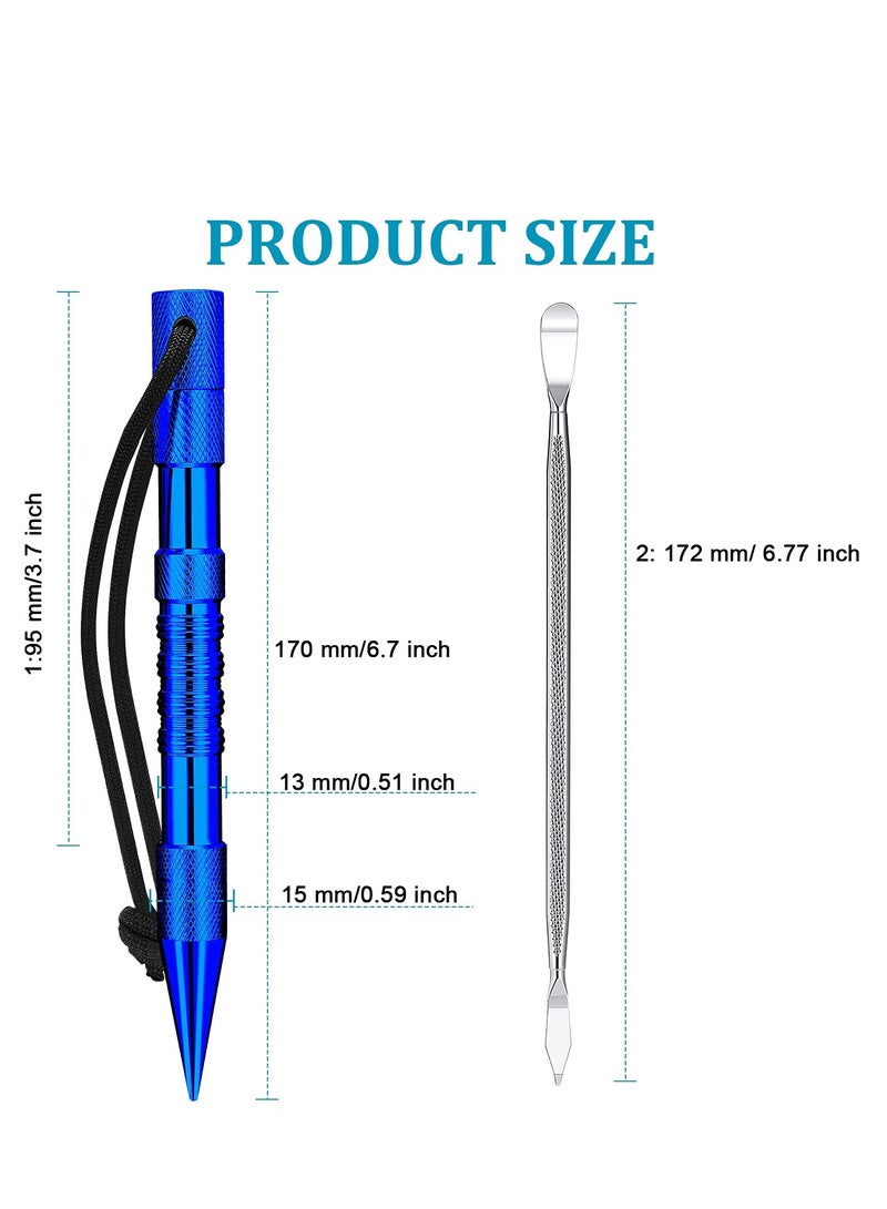 SYOSI Stainless Steel Knotter Tools, 12 Pcs Stainless Steel FID Set, Paracord FID Marlinspike Set, Paracord Stitching Lacing Stitching Needles and Smoothing Tool, for Leather or Paracord Work (Dark Blue) - Image 3