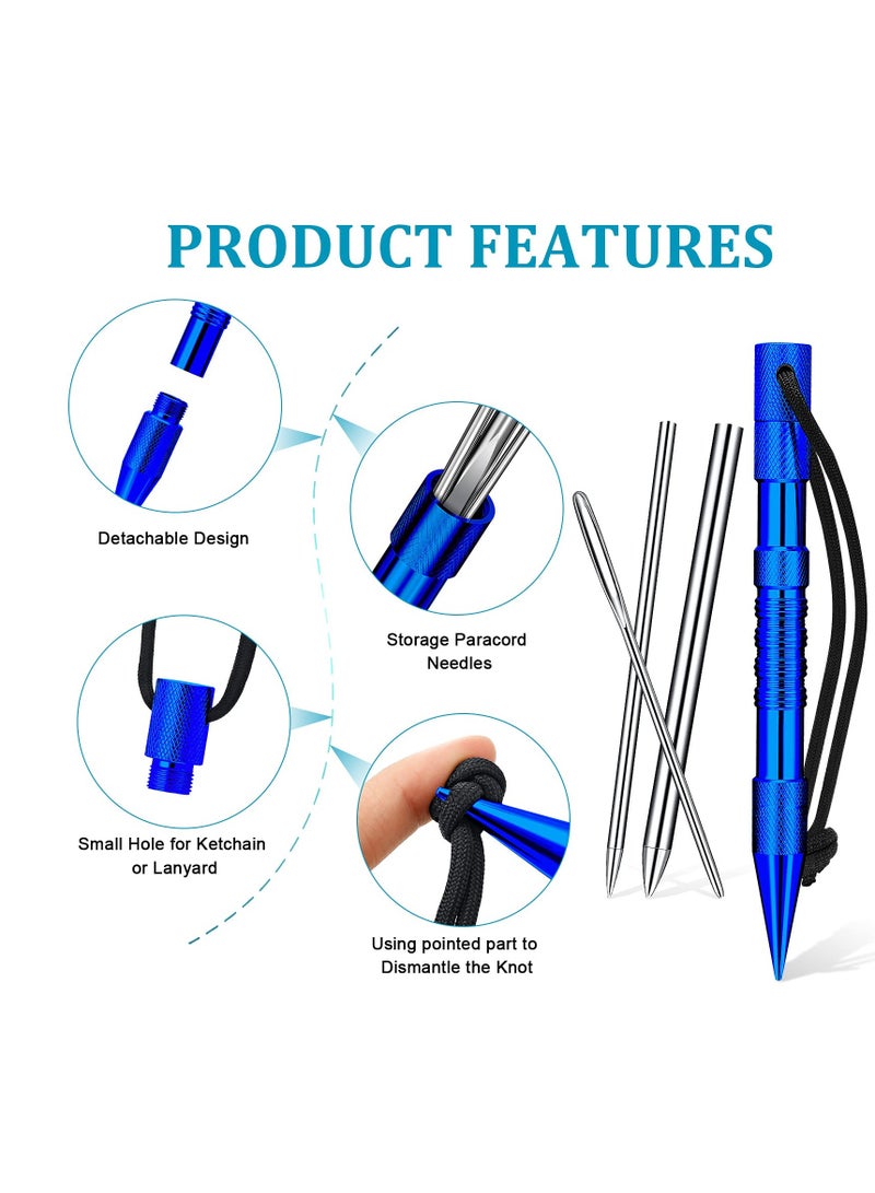 SYOSI Stainless Steel Knotter Tools, 12 Pcs Stainless Steel FID Set, Paracord FID Marlinspike Set, Paracord Stitching Lacing Stitching Needles and Smoothing Tool, for Leather or Paracord Work (Dark Blue) - Image 4
