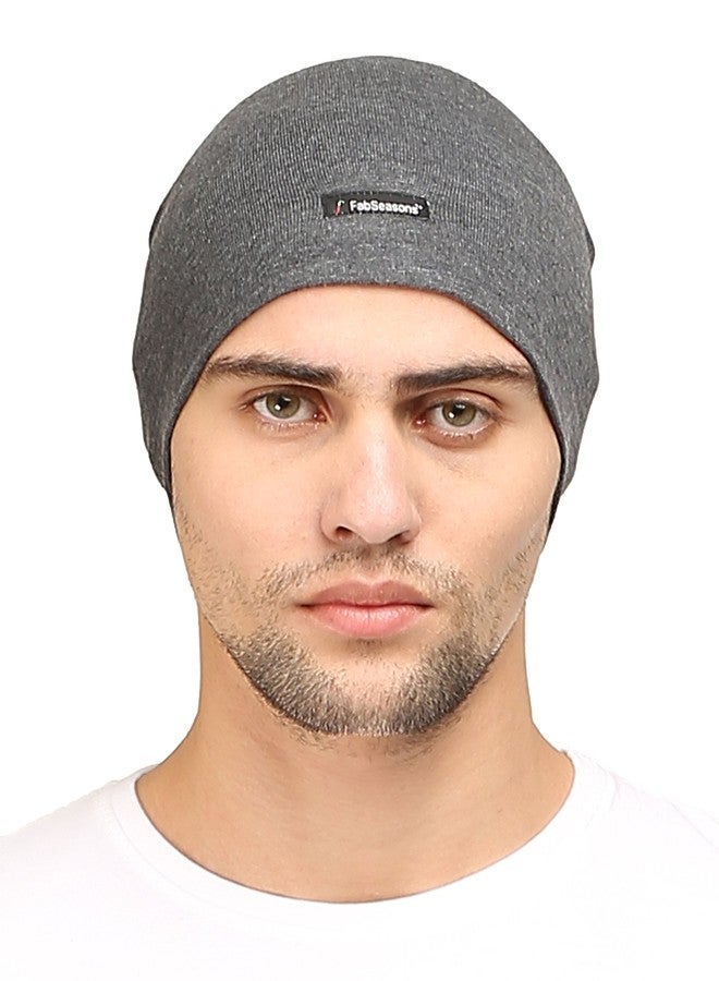 FabSeasons Men Cotton Skull Cap, Ideal For All Summer & Winters. Can Be Used Under Helmet. Combo Pack Of 2 (CMB.WC48DG.WC48BLK), Multi,Free Size - Image 3