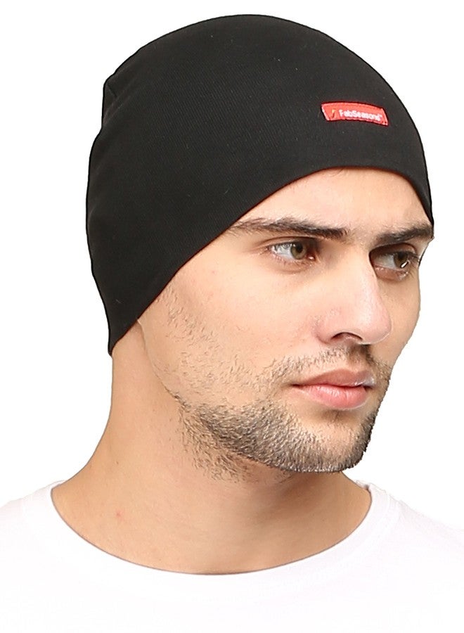 FabSeasons Men Cotton Skull Cap, Ideal For All Summer & Winters. Can Be Used Under Helmet. Combo Pack Of 2 (CMB.WC48DG.WC48BLK), Multi,Free Size - Image 4