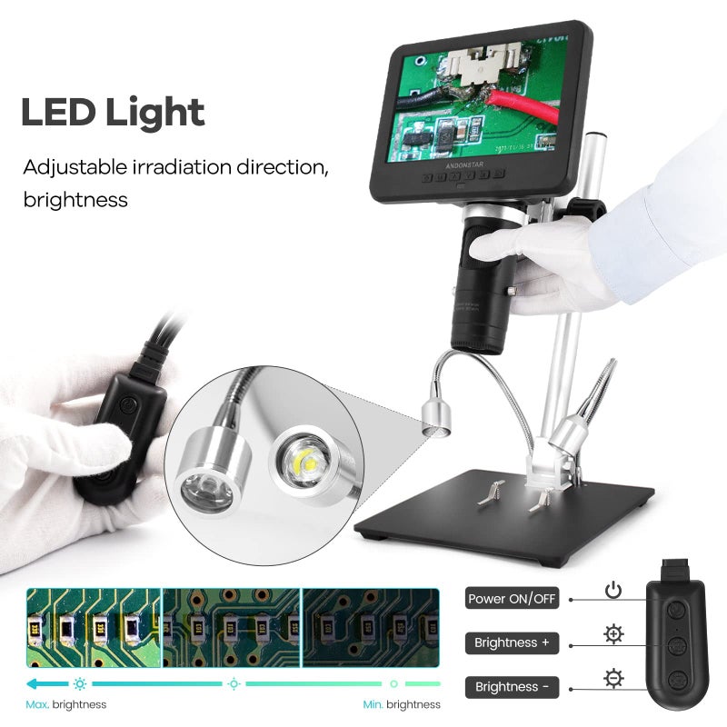Andonstar AD246-M Digital Microscope for Adults, 3 Lens Soldering Microscope, 1080P FHD Video Record, 7 Inch LCD 500x, Coin Microscope, Biological Microscope Kit with 32G Card, Prepared Slides - Image 5