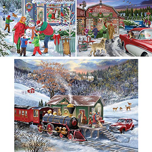 Bits and Pieces  Value Set of Three 300 Piece Jigsaw Puzzles for Adults  Home for The Holidays Jigsaw Puzzles by Artist Bigelow Illustrations Completed Puzzle Size 18 x 24 - Image 5