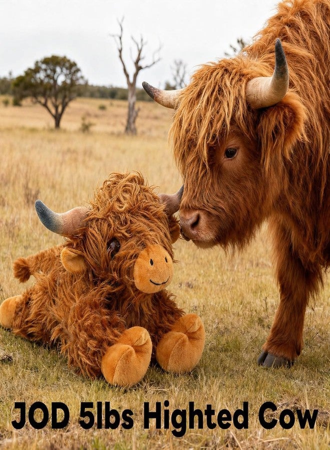 JOD® 5lbs Highland Cow Weighted Stuffed Animals, 22inch Giant Highland Cow Gift Plushie Toy, Cute Stuffed Animal Highland Cattle Plush Pillow Women Adults Kid Bedtime Highland Cattle - Image 3