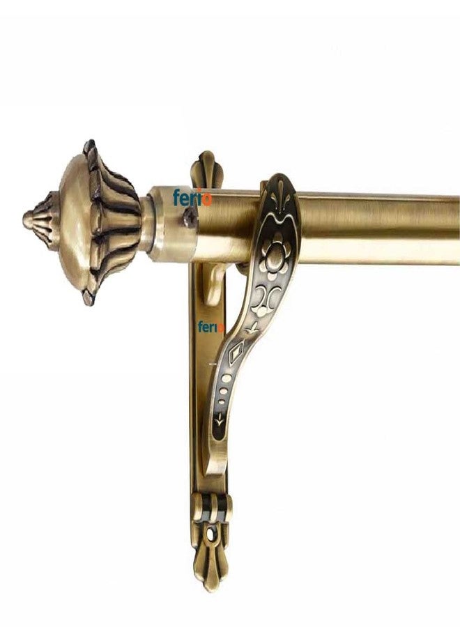 Ferio Aluminium Curtain Brackets for Window and Door Brass Antique Curtain Rod Holders for Wall Designer Pocket finials for 1 inch Rod Support Fittings Curtain Support (4 pcs) Curtain Finials (4 pcs) - Image 2