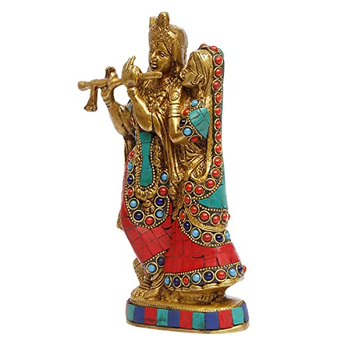 ARTVARKO Radha Krishna Brass Statue Beautiful Divine Love Couple Sculpture Temple Puja Home Décor Gift 8 Inches - Image 4