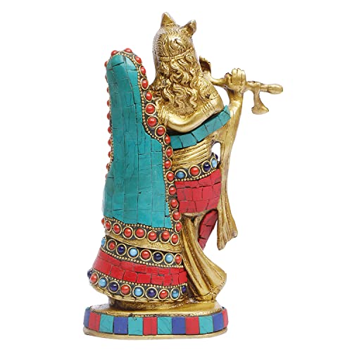 ARTVARKO Radha Krishna Brass Statue Beautiful Divine Love Couple Sculpture Temple Puja Home Décor Gift 8 Inches - Image 5