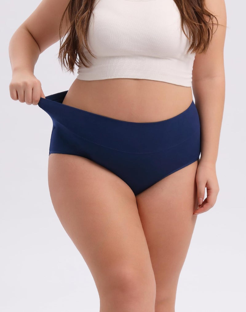 INNERSY Women's Plus Size XL-6XL Cotton Underwear High Waisted Briefs Panties 4-Pack(Earthy Sunset,4X-Large) - Image 2