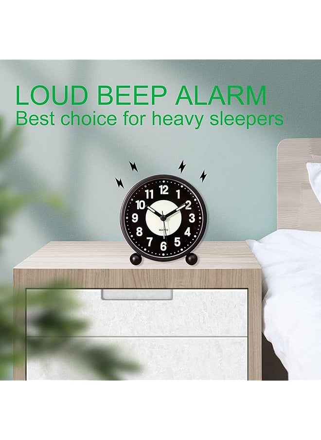 joyzzz Analog Alarm Clock 4 In Round Silent Analog Table Clock With Night Light Battery Operated Super Silent Non Ticking Small Clock Alarm Clock For Living Room Bedroom Desk Gift Clock  - Image 5