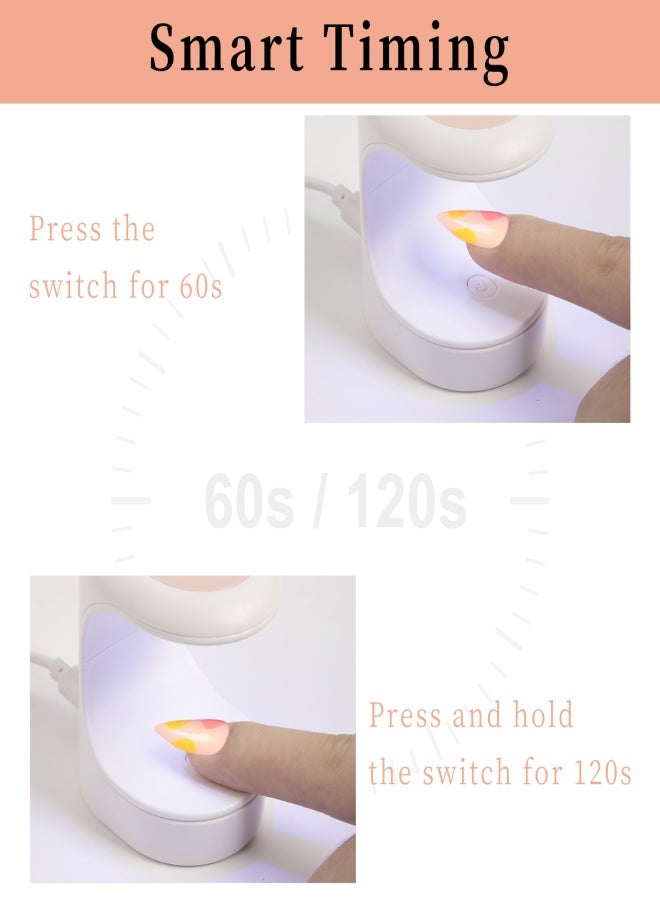 Aiseely Mini UV LED Nail Lamp Gel Polish Nail Dryer UV Gel Curing Lamp USB Nail UV Light LED Therapy Light Nail Art Tools - Image 3