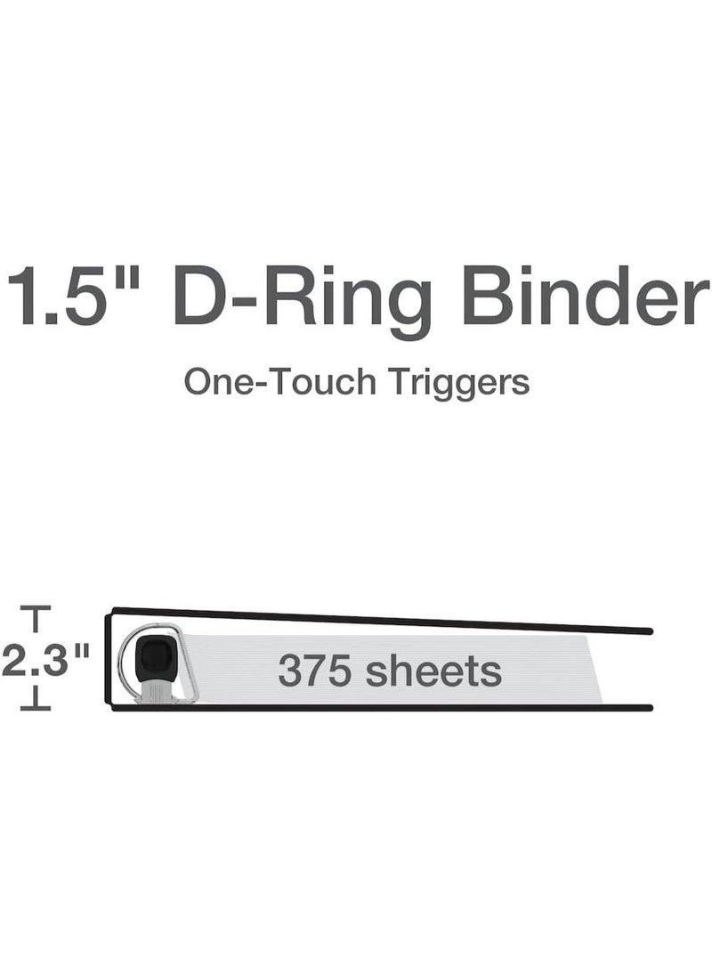 Cardinal Cardinal 3 Ring Binder, 1.5 Inch Premier Easy Open Binder, ONE-Touch Locking Slant-D Rings, 400-Sheet Capacity, ClearVue Cover, PVC-Free, Black (10311) (10310)  - Image 3