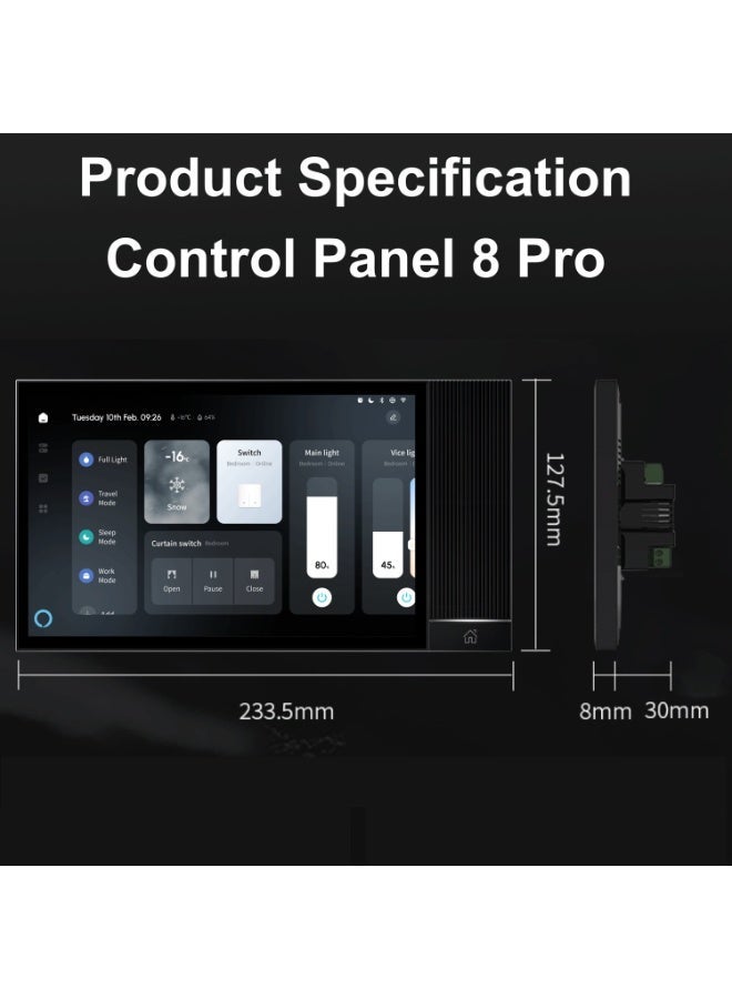 TUYA لوحة تحكم ذكية تعمل باللمس بحجم 8 بوصات من تويا مع محور ZigBee مدمج - Image 3