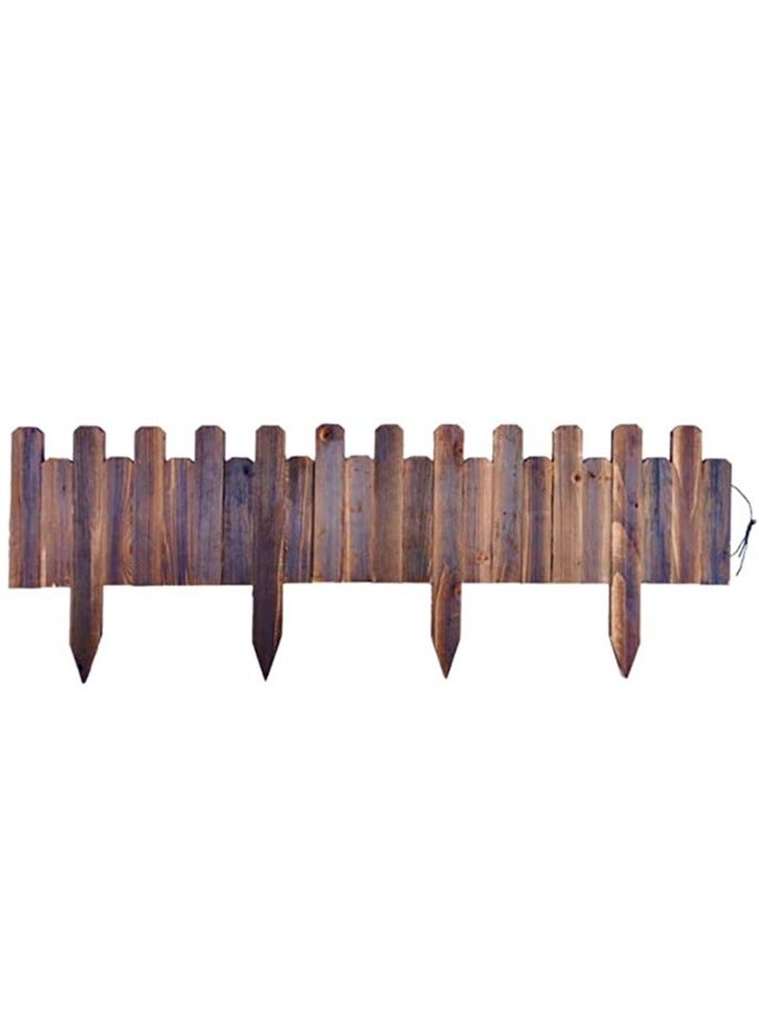 LINGWEI Wooden Picket Fence Wooden Garden Border Landscape Edging Border Wooden Enterlocking Panels Animal Barrier Carbonized Wood Lawn Patio Fancing - Image 1