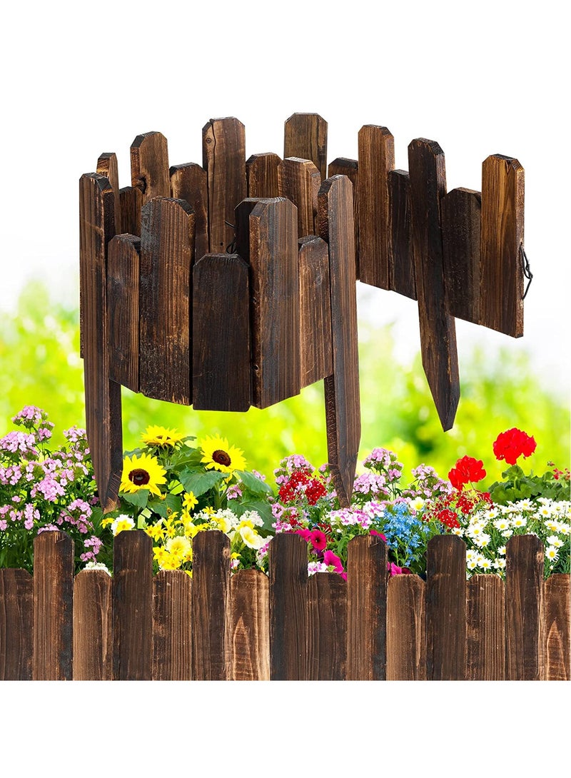 LINGWEI Wooden Picket Fence Wooden Garden Border Landscape Edging Border Wooden Enterlocking Panels Animal Barrier Carbonized Wood Lawn Patio Fancing - Image 2