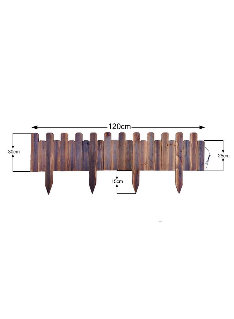 LINGWEI Wooden Picket Fence Wooden Garden Border Landscape Edging Border Wooden Enterlocking Panels Animal Barrier Carbonized Wood Lawn Patio Fancing - Image 3