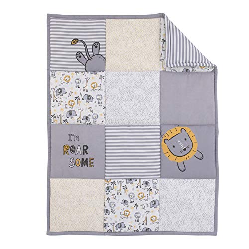 NoJo Little Love by NoJo Roarsome Lion - Grey, Yellow, White 3Piece Nursery Crib Bedding Set with Comforter, Fitted Crib Sheet, Dust Ruffle, Yellow, Grey, White, Charcoal - Image 2
