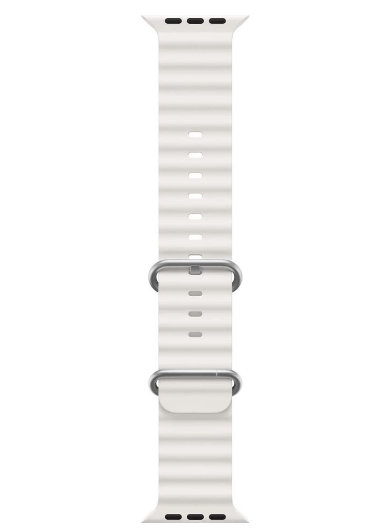 ELTRAZONE Apple Watch Band Ultra 49mm 45mm 44mm 42mm, Adjustable Loop with Buckle Soft Stretchy Silicone Sports Band for iWatch Series SE 8 7 6 5 4 3 2 1 Men Women, Starlight - Image 4