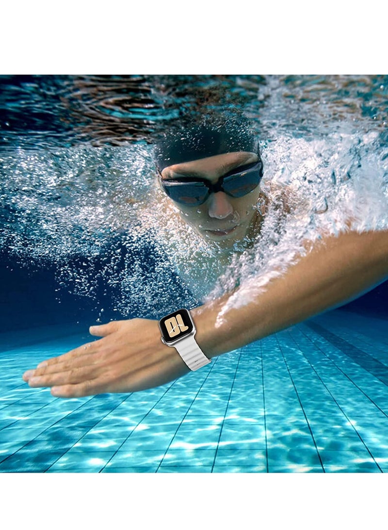 ELTRAZONE Apple Watch Band Ultra 49mm 45mm 44mm 42mm, Adjustable Loop with Buckle Soft Stretchy Silicone Sports Band for iWatch Series SE 8 7 6 5 4 3 2 1 Men Women, Starlight - Image 5