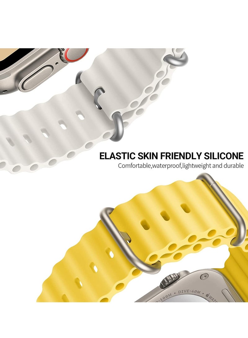 ELTRAZONE Apple Watch Band Ultra 49mm 45mm 44mm 42mm, Adjustable Loop with Buckle Soft Stretchy Silicone Sports Band for iWatch Series SE 8 7 6 5 4 3 2 1 Men Women, Starlight - Image 3