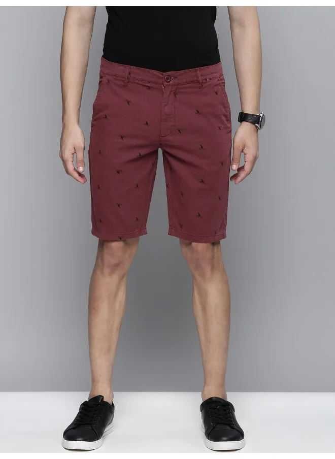 شركة المرآب الهندية Burgundy Men Slim Fit Casual Solid Short Basic