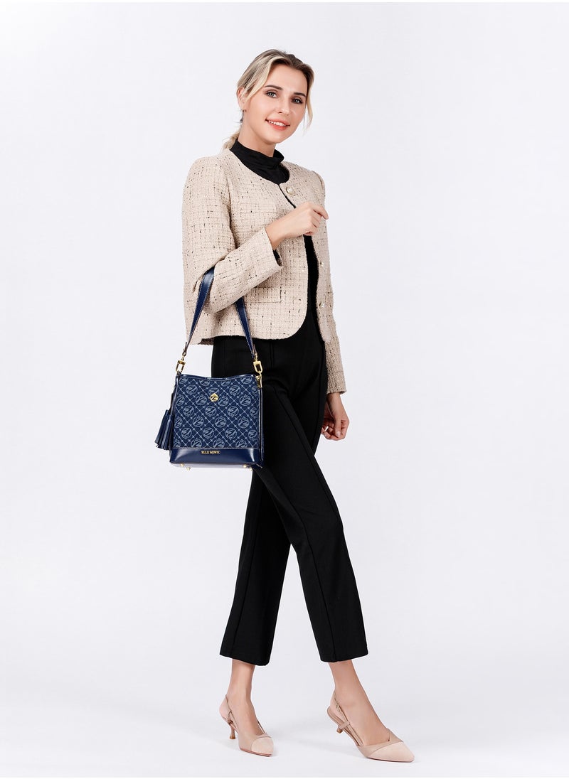 BLLE ROWN Stylish Bucket Bag for Ladies, Fashionable Women Shoulder Bag with Adjustable Strap, Spacious & Lightweight Multipocket Crossbody Bag, Perfect for Everyday Use  - Image 5