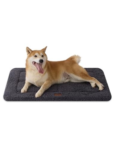 Joydeco Low Profile Dog Crate Mat Reversible Bed Pad Washable Dog Pad Mat with Ultra Soft Fleece Compact Design Kennel Beds Mats for Large Medium Small Pets 35 x 23 Dark Gray - Image 1