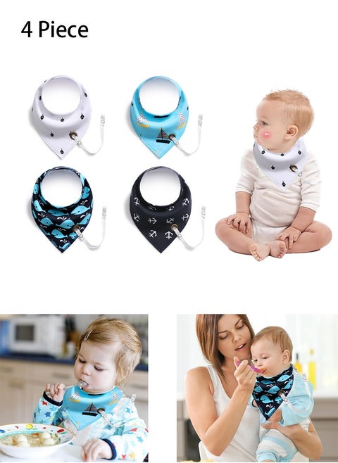 4 Pack of Bandana Drip Bibs, Soft Cotton Baby Teething Bibs Waterproof Saliva Bibs (Multicolor)