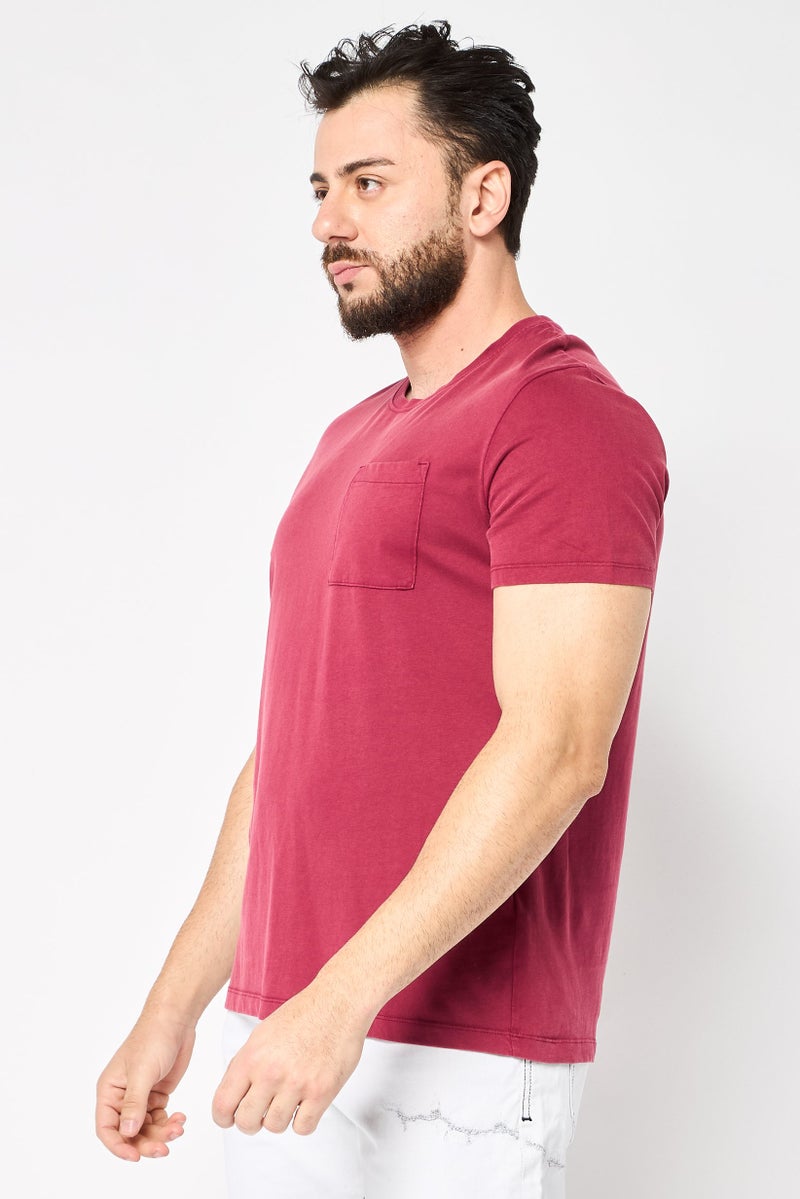 Celio تي شيرت رجالي بأكمام قصيرة و ياقة دائرية، بورغندي - Image 3