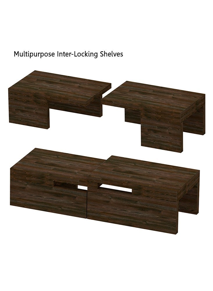 Mahmayi منظم رفوف المطبخ من خشب ماهمايي، رفوف التوابل، رف خزانة لتخزين المنزل والمطبخ - أسود وبني من خشب البلوط الحراري - Image 4