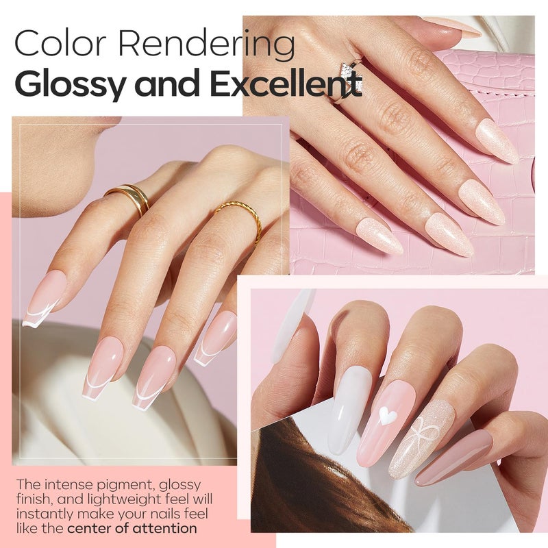 Modelones Dip Powder Nail Kit, 4 Colors Nude Pink Glitter Dipping Starter Set with Liquid and Complete Accessories for French Nails Art Salon DIY at Home Manicure - Image 3