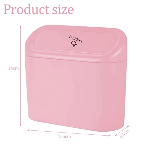 Tulsondai Car Trash Can, Mini Trunk Push Hanging Portable Car Bin with 2 roll Disposable Trash Bag for Vehicle Home, Office. (Car Trash can Pink) - Image 2