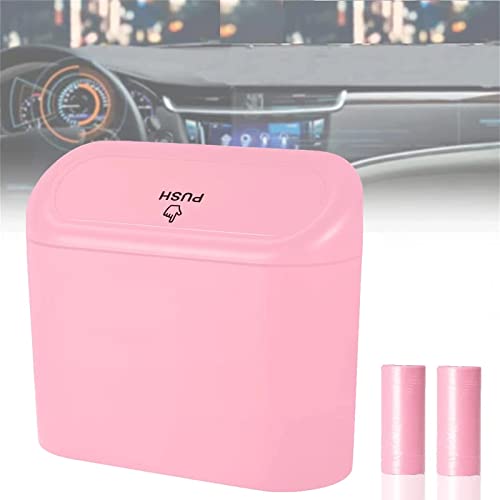 Tulsondai Car Trash Can, Mini Trunk Push Hanging Portable Car Bin with 2 roll Disposable Trash Bag for Vehicle Home, Office. (Car Trash can Pink) - Image 1