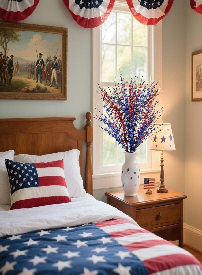 DoubleWood Red White and Blue Flowers Artificial Flowers, Patriotic Artificial Flower Picks, 29.5 inches Artificial Jasmine Flower for Independence Day Decorations Memorial Day Decor (10, Red, White, Blue) - Image 3