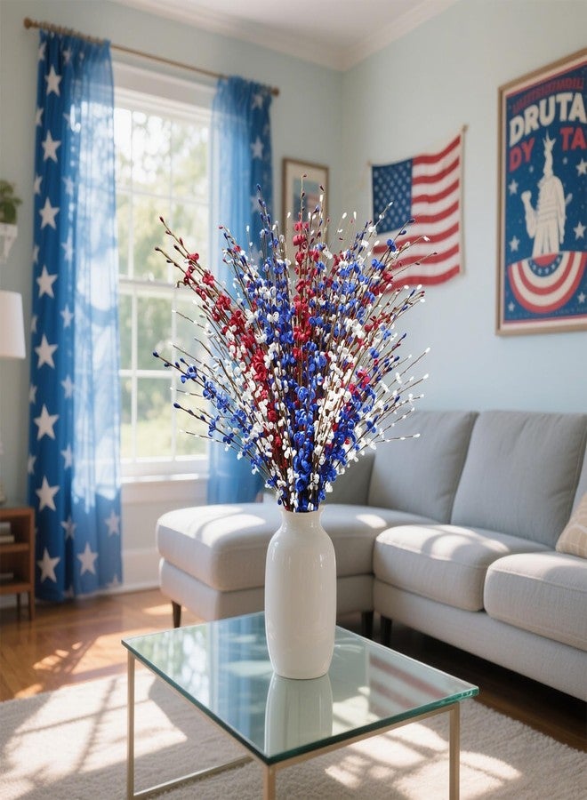 DoubleWood Red White and Blue Flowers Artificial Flowers, Patriotic Artificial Flower Picks, 29.5 inches Artificial Jasmine Flower for Independence Day Decorations Memorial Day Decor (10, Red, White, Blue) - Image 4