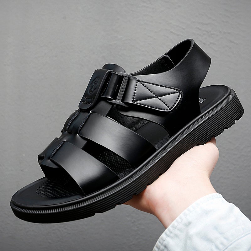 Sandals Men'S Genuine Leather Summer Dad Leather Sandals And Slippers Outer Beach Shoes Men'S And Boys Sports Soft Sole Car Shoes - Image 1